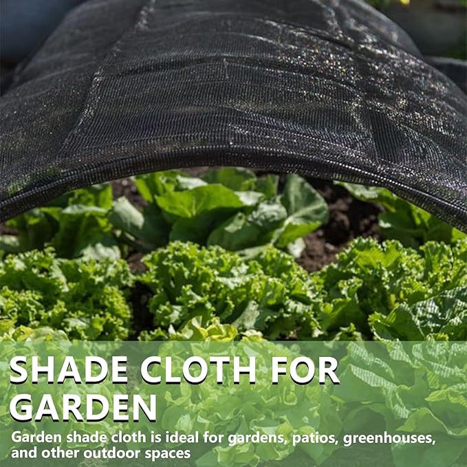 40% Shade Cloth 6.5x10 FT, Black UV-Resistant Sunblock Mesh Tarp for Garden, Greenhouse, Raised Beds, Vegetables & Flower Shade Cover from Sun