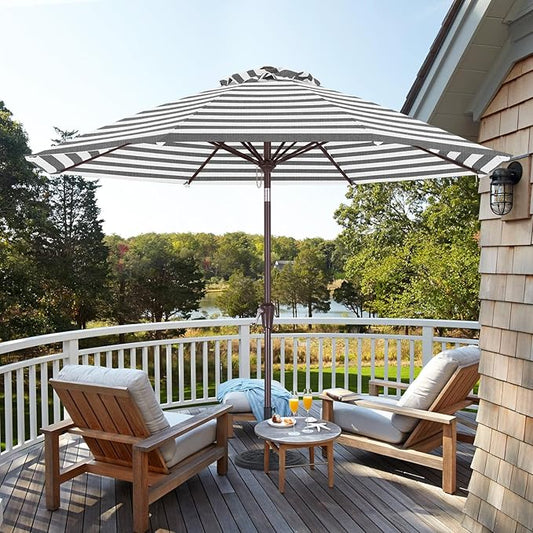 ABCCANOPY OLEFIN® 5-Year No Fading 9FT Patio Umbrella, Outdoor Table Umbrella with 8 Sturdy Ribs for Deck, Backyard, Yard (Gray Stripe)
