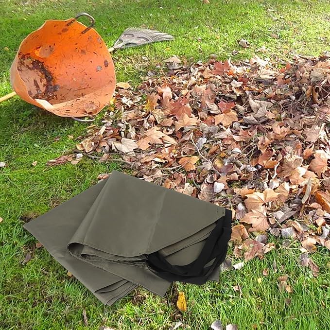 Garden Leaf Tarp 600D Oxford Fabric Waterproof Waste Bag with 4 Handles, Outdoor Yard Debris Collection Sheet for Leaves, Lawn, Pruning, Picnic Mat or Furniture Cover