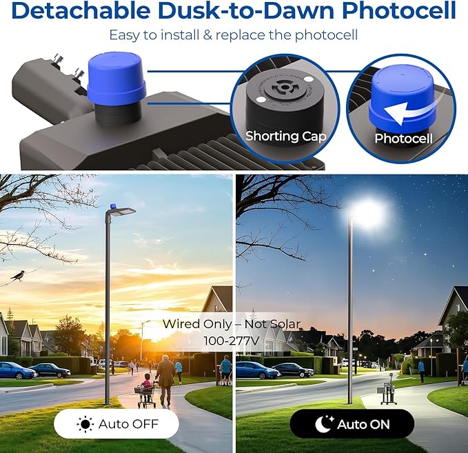 CINOTON LED Parking Lot Light - 24000LM 150W UL Listed - 0-10V Dim Dusk to Dawn - IP65 Adjustable Slipfitter Mount Outdoor Security Lighting for Yard Barn Street Court Driveways, 5000K, 100-277V