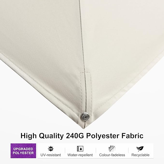 PURPLE LEAF 9' x 12’ Rectangle Patio Cantilever Umbrella Large Hanging Umbrella Teak Finished Aluminum Frame Windproof Offset Outdoor Sun Umbrellas for Beach Pool Deck, Cream