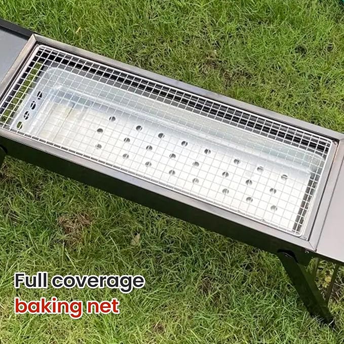 Portable Charcoal Grill, Removable Stove, 88x22x31cm, Foldable BBQ Stove, Outdoor Cooking Grill, Portable Handle, for Garden Outdoor Camping Cooking Picnic Travel Backyard