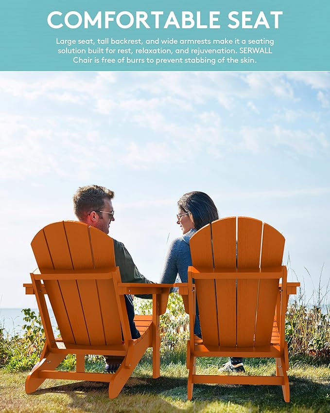 SERWALL Adirondack Chair Set of 8 for Patio Garden Outdoors Fire Pit- Apricot