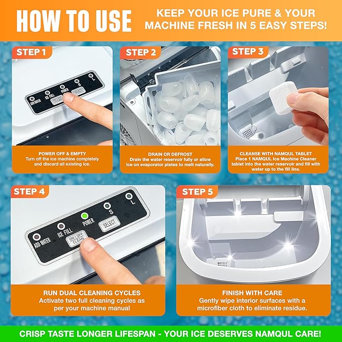 Ice Maker Cleaner & Descaler Tablets - 36 Pack Nickel-Safe Scale Remover Compatible with Frigidaire, Opal, GE Profile & Kitchenaid Countertop and Nugget Machines - Removes Mineral Build-Up & Odours