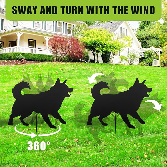 Qualirey 3 Sets Lone Dog Decoy, Goose Deterrent, Dog Decoy to Keep Away Pests for Outdoors, Replica Visual Scare Device, Yard Ornaments