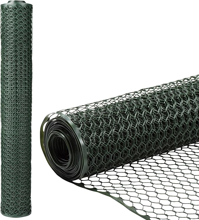 Zebro Plastic Chicken Wire Fence – Lightweight Poultry Netting & Garden Fence for Chicken Coops, Pet Enclosures, Balcony Safety & Landscaping – Weatherproof & Rust-Free - 2' x 50' Green
