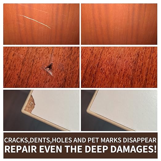 Wood Furniture Repair Kit Wood Filler-Repair Scratch, Cracks, Hole, Discoloration for Wooden Door, Floor, Table, Cabinet -Restore Any Wood, Cherry, Walnut