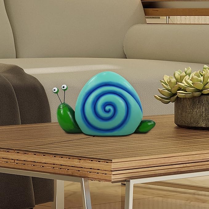 Alpine Corporation WQA1648HH-BL Polyresin Swirl Snail Statuary, Stylish Statuary Decor for Garden, Patio, and Lawn, 7" H, Blue