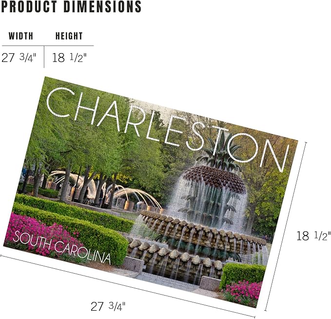 Charleston, South Carolina, Pineapple Fountain (1000 Piece Puzzle, Challenging Jigsaw Puzzle for Adults, Made in USA)