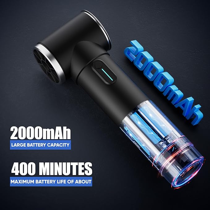 Oversize Turbo Dryer Blower for Car, Max Instantaneous Thrust 2 LB, 4 Speeds, 50MM Big Electric Cordless Air Blower for Leaf, Patio Cleaning, Lawn Care & Car Drying