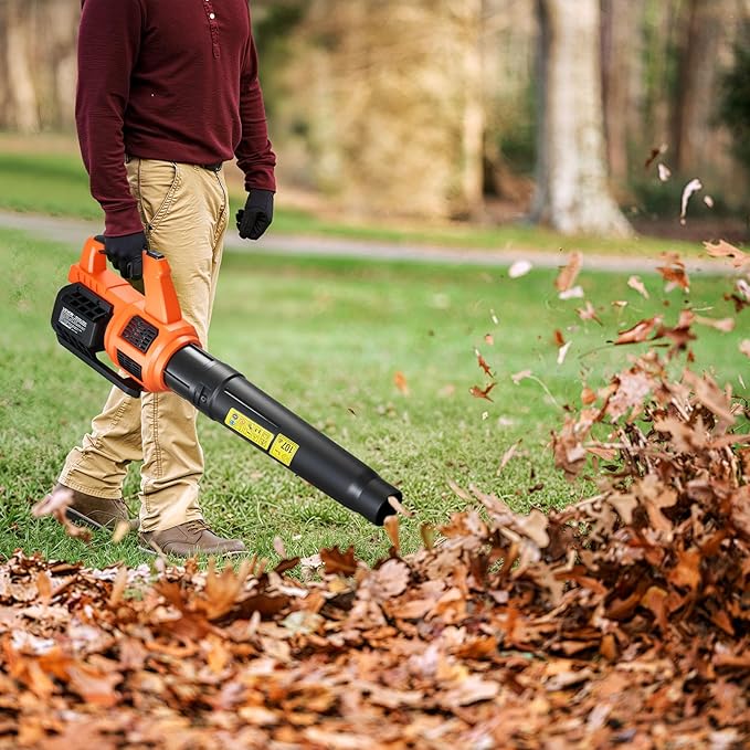 VEVOR 20V Cordless Leaf Blower with Brushless Motor, 450 CFM/110 MPH, Battery Powered Electric Leaf Blowers for Lawn Care with 2.0Ah Battery and Fast Charger