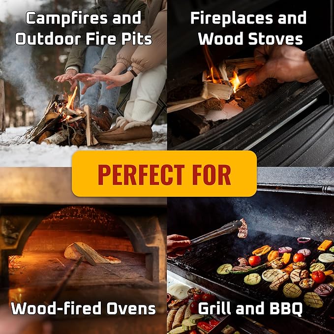 BeFire Fire Starter • 55 pcs Natural Fire Starters up to 12 Min Burn Time Firestarters for Indoor Fireplace, Campfires & Camping, Wood Stove, Grill