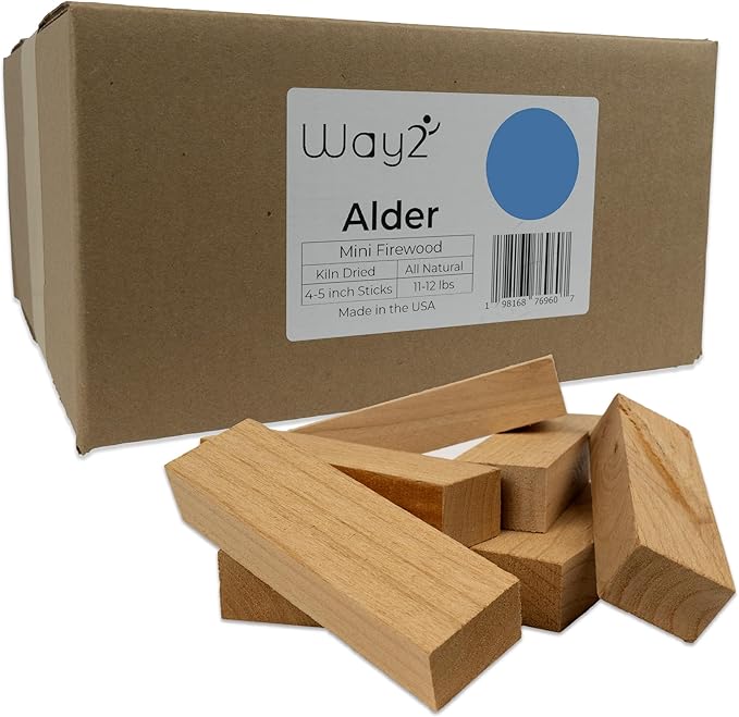 Pizza Oven Wood Kiln Dried Alder | 11-12 lbs | 4-5 inch Cooking Wood | Compatible with Solo Stove, Gozney & More | Mini Firewood for Fire Pits, Campfires, Smoking & Fire Starters