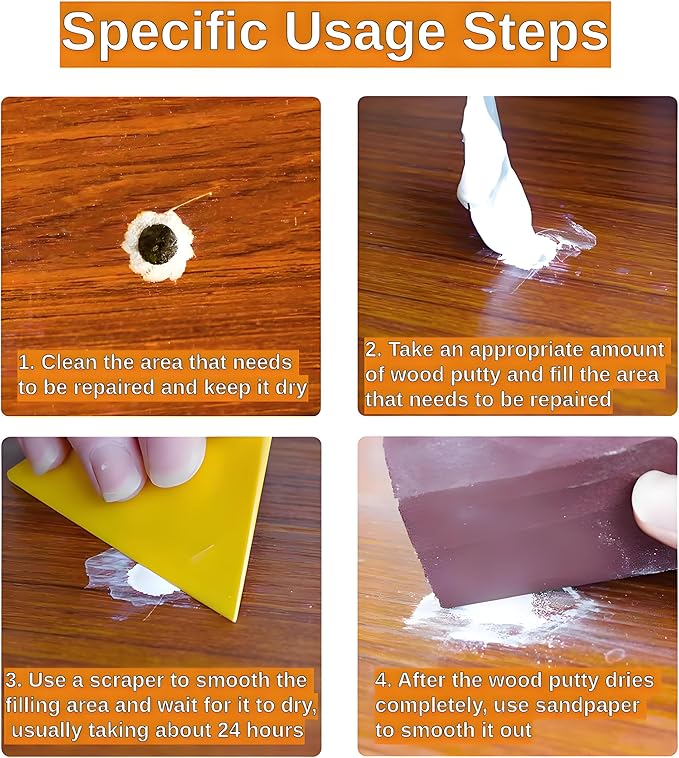 Wood Putty，Wood Filler，Wooden Putty Stainable，17.64 Ounce Walnut Repair Kit Paintable for Quickly Repair Any Breaks，Cracks，Chips，Defects in Wooden Furniture,Easy to Use and Sand