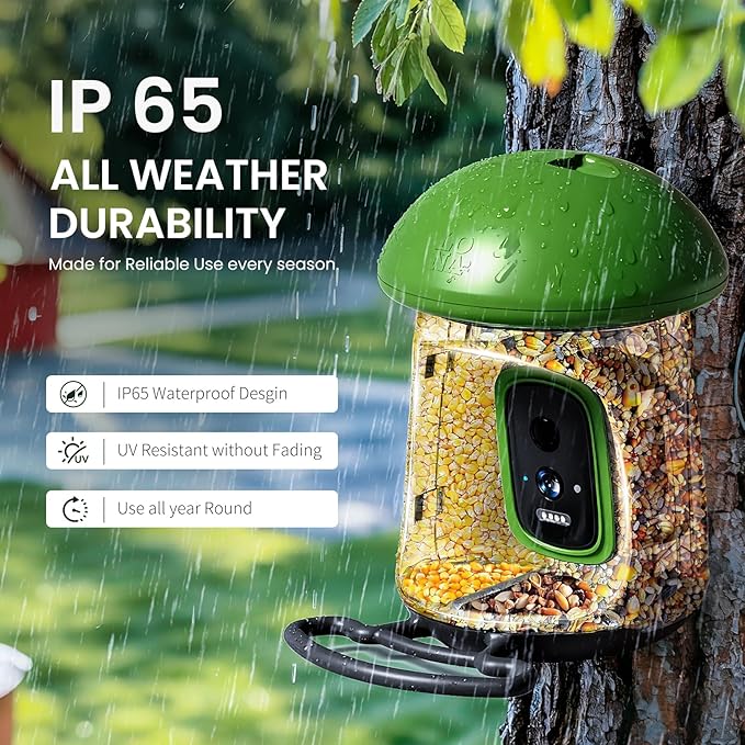 LONA Smart Bird Feeder with Camera, Dual-Lens, Solar-Powered, Wireless Birdwatching, Permanent AI Identify 10000+ Bird Species & Motion Detection, Gift Present
