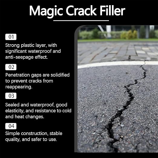 Crack Repair Filler, Easily Fixes Concrete Cracks in Driveways and Patios, Tool-Free Application, Clean & Residue-Free
