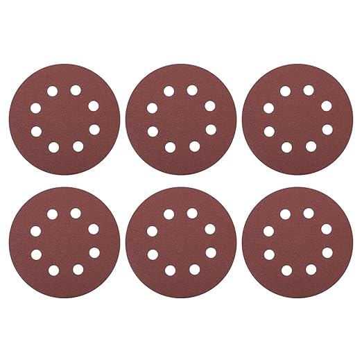 HARFINGTON 20 Pcs 5 Inch Sanding Discs, 120 Grit Hook and Loop Sandpaper, 8-Hole Aluminum Oxide Orbital Sander Sandpaper for Woodworking Automotive Metal Polishing, Red