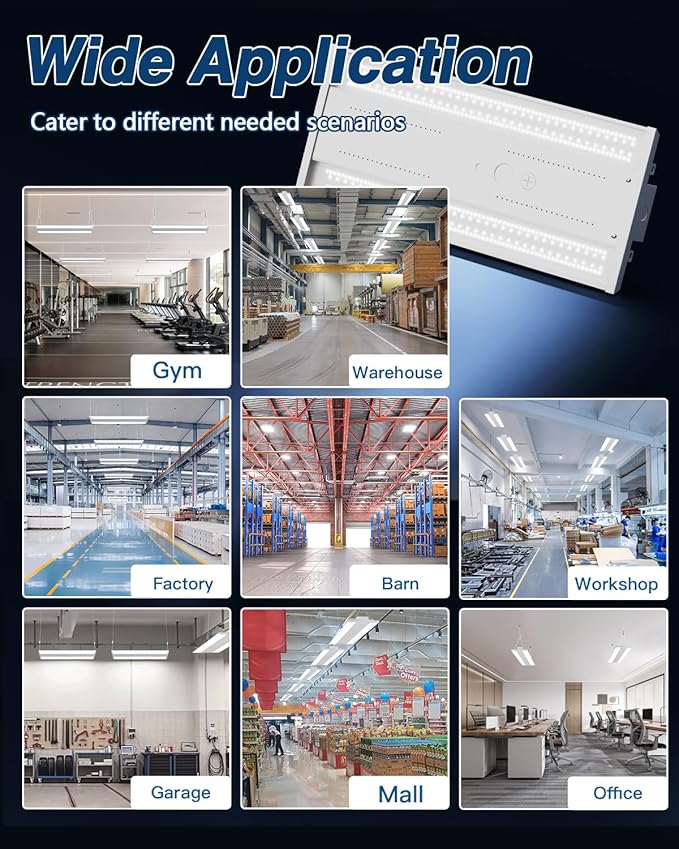 LED Linear High Bay Light 4-Pack, 300W 45000LM 0-10V Dimmable 5000K Daylight, Adjustable High Bay LED Shop Lights Lighting Fixtures for Garage Warehouse Workshop, UL