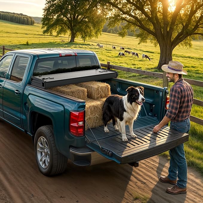 OEDRO Quad Fold Hard Truck Bed Tonneau Cover Fit for Chevy Silverado 1500 / GMC Sierra 1500 New Body Style 2019-2025 with 5.8ft Bed w/o Multi-Flex Tailgate, Black