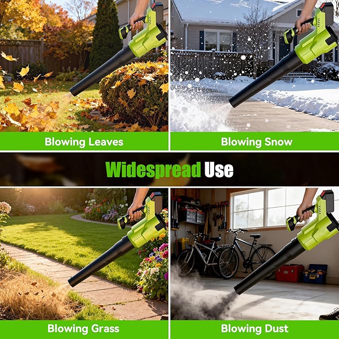 Cordless Leaf Blower 2X21V 4Ah Battery 150MPH 420CFM Lightweight Electric Leaf Blower with Variable Speed for Yard Lawn Patio Outdoor Cleaning(Green)