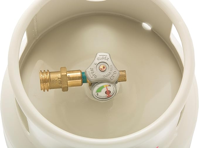 Flame King YSN201BT 20LB Steel Floor Buffer Propane Tank Cylinder with Vapor Valve and Level Gauge, White