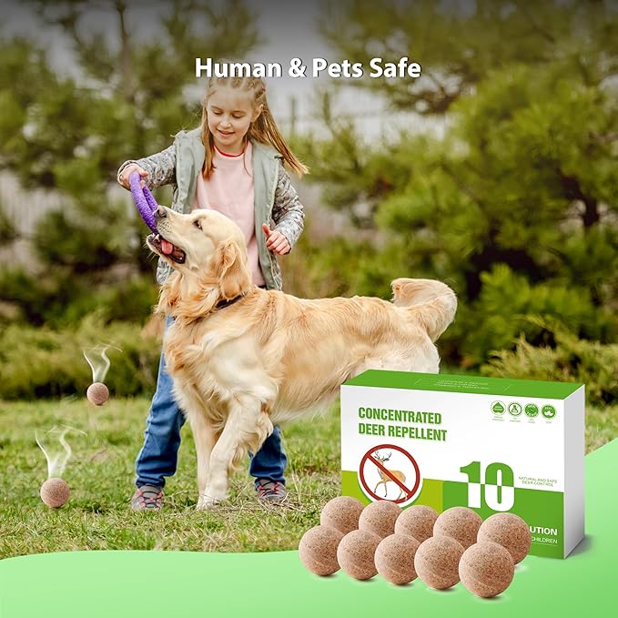 Deer Repellent 10 Pack Peppermint Oil Deer Scram Deer Stopper Balls Natural Deer Off Deer Deterrent for Outdoor Garden Yard Lawn to Keep Rabbit Deer Away from Plants