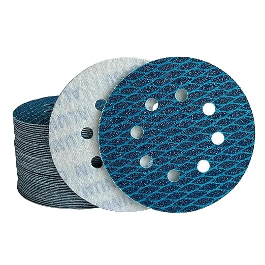 50pcs 5 inch Sanding Discs Hook and Loop Diamond Shape, Anti-Clogging Orbital Sander Sandpaper 80 Grit, Aluminum Oxide Sandpaper 8 Holes (80#)