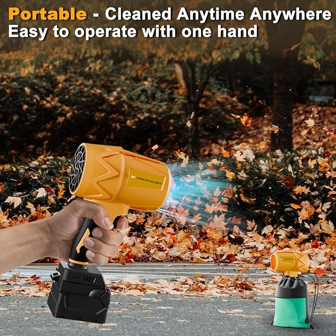 Small Handheld Leaf Blower Cordless Fit for De.Walt, 125-MPH 430-CFM, Battery Powered Blower, for Lawn Care/Patio Cleaning (No Battery)