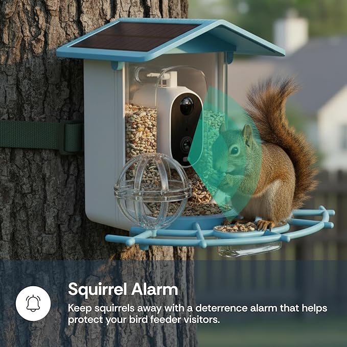 Luna Smart Bird Feeder with Camera, Enhanced AI Birds Species Identification, 2K HD Video, Instant Arrival Alerts, Solar Powered, Weatherproof Design for Birdwatching, Ideal Gift for Bird Lovers