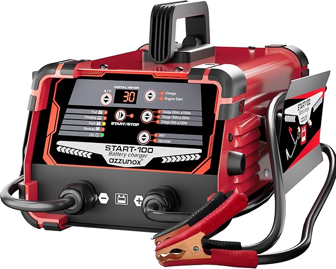 12V 24V Car Battery Charger & Engine Starter, 0-30A Automatic Battery Maintainer, 130 Cranking Amps, Jump Starter & Smart Trickle Charger, for Standard, AGM, Gel & Deep-Cycle Batteries