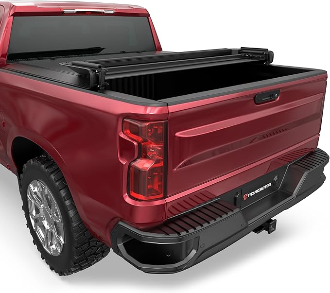 Soft Quad Fold Truck Bed Tonneau Cover Compatible for 2007-2013 Chevy Silverado/GMC Sierra 1500 (NOT Compatible for 2007 Classic Model) 4-Fold 6.5FT 78.9nch Bed Without Rail System