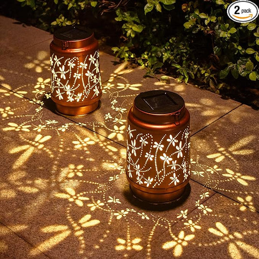 Christmas Gifts for Women, 2 Pack Dragonfly Birthday Gifts for Women Mom Grandma Solar Lanterns Outdoor Waterproof Garden Decor Hanging LED Decorative Light for Patio Yard Lawn Gardening Gifts