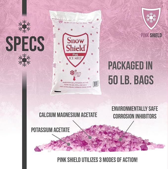 Peach Country Pink Ice Melt -25°F Effective, Pet Safe Eco-Friendly De-Icer, Fast-Acting Granules for Driveways, Walkways & Entryways, 45 lb Pail