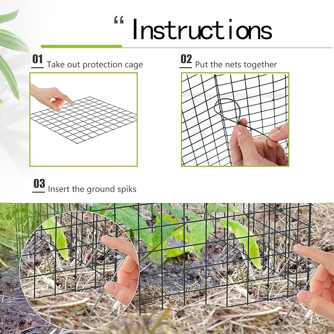 Small Wire Plant Protector, 6 Pack Black Chicken Wire Cloche Plant Protectors for Garden, Iron Wire Mesh Plant Cages for Plants and Vegetables to Protect from Rabbits,Dogs,Chickens and Other Animals