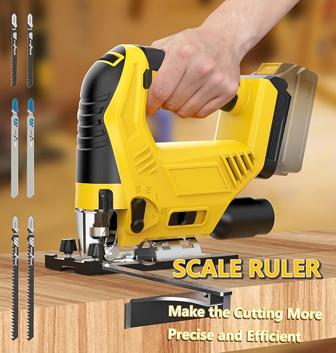 Cordless Brushless Jig Saw Compatible with Dewalt 20V MAX Battery(No Battery), 7 Speeds, 2900RPM, LED, 45° Bevel Cuts, 3 Orbital Action, with Jigsaw Blades for Straight, Curve, Circle Cutting