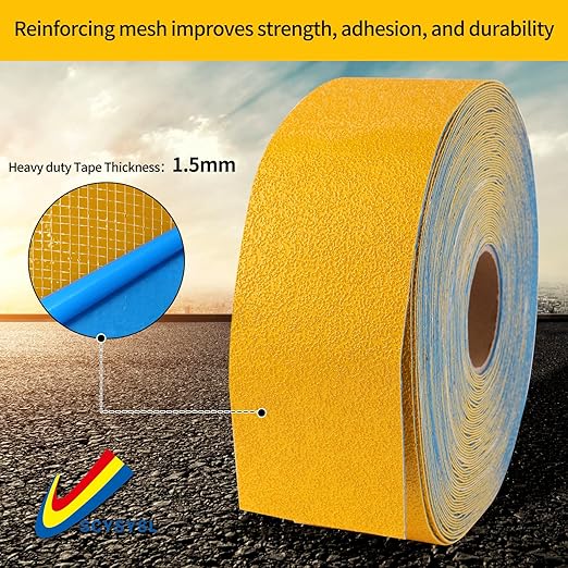 Reflective Pavement Marking Tape Slip-Resistant and Durable, Heavy-Duty Rubber Base for Outdoor Applications, Perfect for Driveways, Walkways, and Parking Areas (Yellow, 4 Inch X 108 Feet)