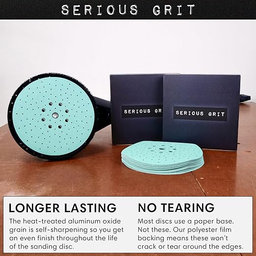 Serious Grit - 225mm 9-Hole 220 Grit Drywall Sanding Discs - Fits Festool Planex LHS 225 Sanders - Heavy-Duty Hook & Loop Film Abrasives - Dust-Free Multi-Hole Drywall Sander Sandpaper - 25 Pack