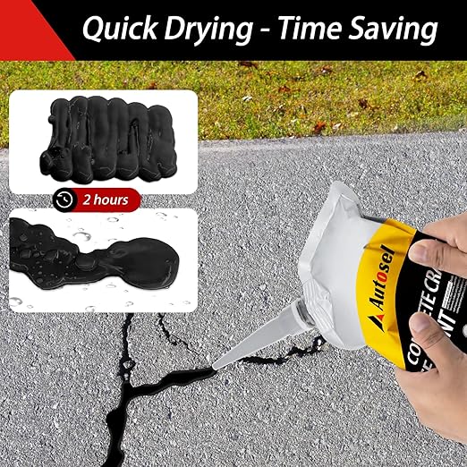 Concrete Crack Filler, Pro Cement Crack Filler, Asphalt Crack Filler,Slab Concrete Crack Waterproof, Self-Leveling Driveway Crack Filler, Quick-Drying Sealing Adhesive, Crack Filler Black-2 Pcs