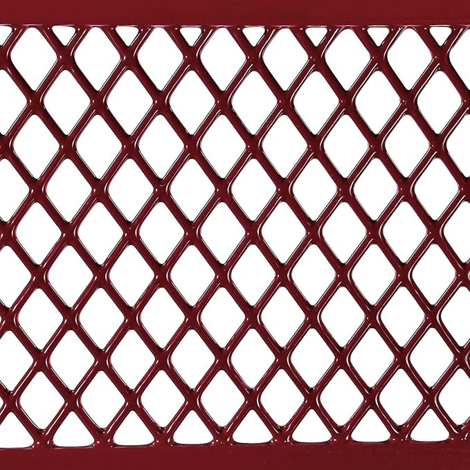 Global Industrial 8'L Heavy Duty Expanded Metal Mesh Bench with Backrest with Steel Frame, Portable Outdoor Bench, 1000 lbs Capacity, Red, 96" L x 24" W x 33" H