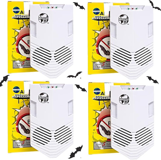 Bat Repellent Devices Multipack – Cleanrth CB006 Advanced Ultrasonic Bat Repelling System (4-Pack)