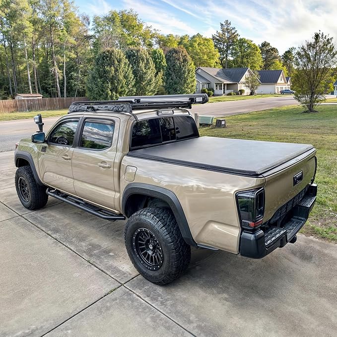 oEdRo Soft Roll Up Truck Bed Tonneau Cover Compatible with 2019-2025 Chevy Silverado 1500 / GMC Sierra 1500 New Body Style, Fleetside 6.6 ft Bed w/o Multi-Flex Tailgate