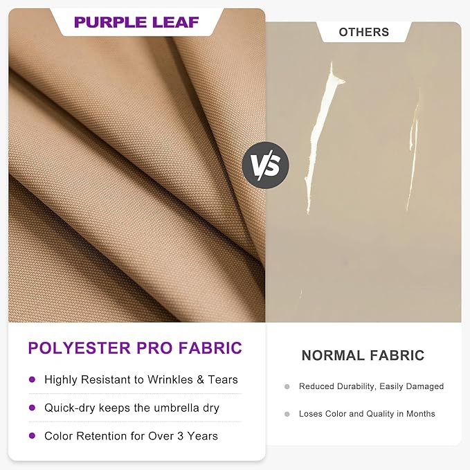 PURPLE LEAF 10' X 13' Double Top Cantilever Patio Umbrella Deluxe Large Outdoor Umbrella Rectangle Offset Umbrella with Fade Resistance for Garden Deck Pool Patio, Sand Dune