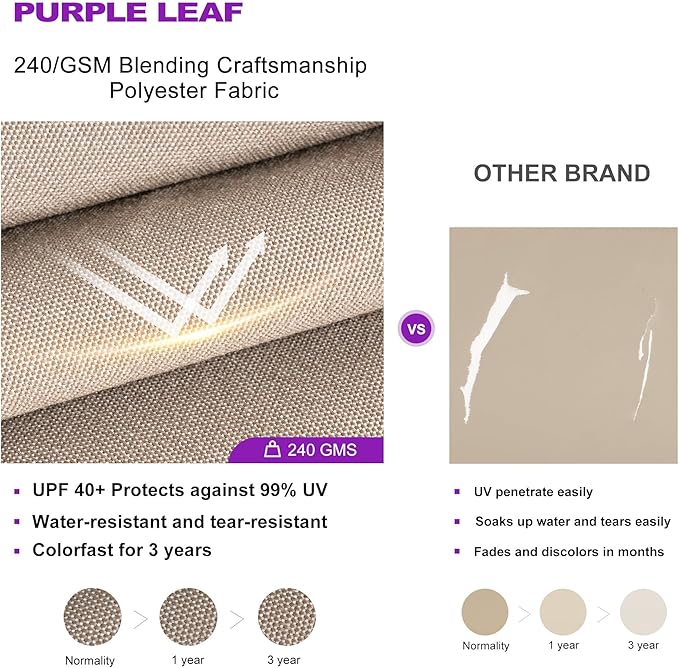 PURPLE LEAF 12 FT Cantilever Umbrella Outdoor Patio Umbrella, Large Offset Square Umbrella, Windproof Heavy Duty Hanging Outside Umbrellas for Patio, Ash Mocha