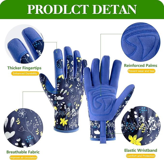 Womens Gardening Gloves, Breathable Leather Thorn Proof Garden Gloves with Grip, Puncture-Resistant Work Gloves for Women