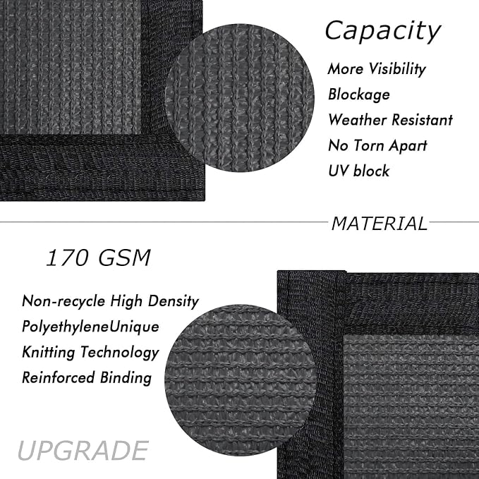 UPGRADE Privacy Fence Screen 3'x41' Dark Grey Outdoor 90% Visibility Blockage 170 GSM Mesh Shade Cover Panels for Backyard,Balcony,Home Decoration with Zip Ties,Customized Avaliable