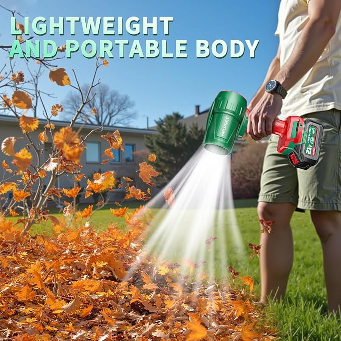 Cordless Leaf Blower with 2×4.0Ah Batteries & Charger, Powerful Electric Blower for Patio, Lawn Cleaning, Leaves & Dust - Portable & Lightweight