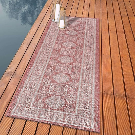 Keen Home Design Terrace Outdoor Runner Rug - 2x10 Washable Indoor/Outdoor Rug for Patio, Kitchen, Balcony, Beach, Garden, Deck and Porch, Size: 2'2"x9'11"
