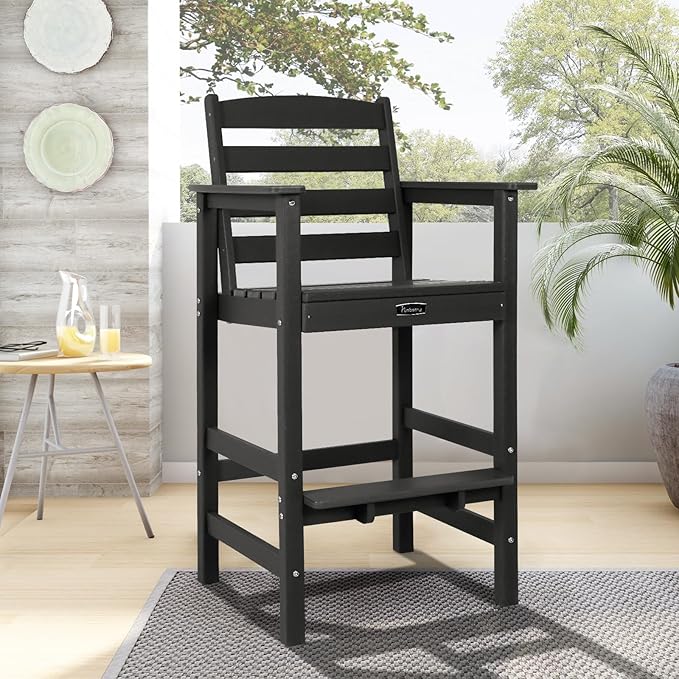 FUNBERRY Bar Height Outdoor Chair, Tall Adirondack Chair, All Weather HDPE Outdoor Bar Chairs for Bistro Patio Balcony