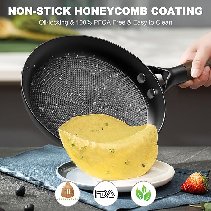 12" Cast Iron Skillets, Non-stick Frying Pans with Removable Handle & Non-Toxic Coating, Oven & Dishwasher Safe Nonstick Pan, Compatible with Gas, Electric, Induction Cooktops