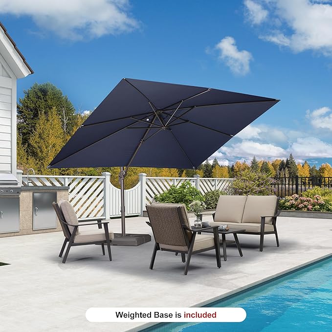 PURPLE LEAF Cantilever Umbrella with 360 Degree Rotation For Garden Patio Deck Pool